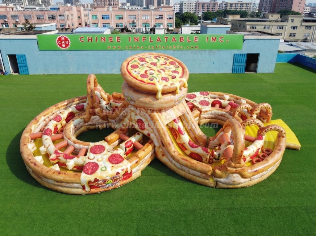 CR2-993 Pizza Theme Ginat Inflatable Obstacle Courses Challenging Run