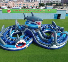 CR2-996 Shark Theme Ginat Inflatable Obstacle Courses Challenging Run