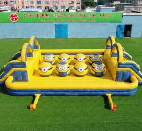 T11-4751M Minions Theme Inflatable Dual Wipeout Big Balls Obstacle Course