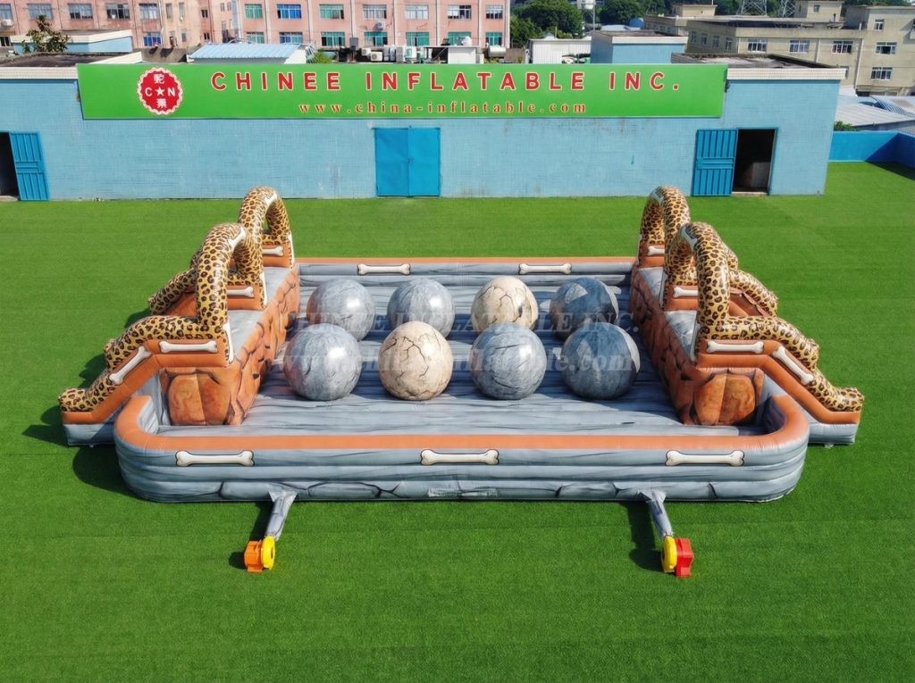 T11-4751X The Flintstones Theme Inflatable Dual Wipeout Big Balls Obstacle Course