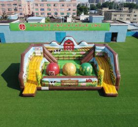 T11-4750B Farm Theme Inflatable Wipeout Big Balls Obstacle Course