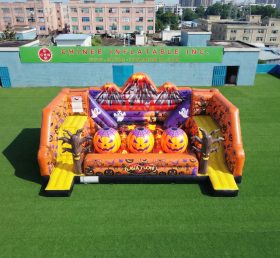 T11-4750F Halloween Theme Inflatable Wipeout Big Balls Obstacle Course