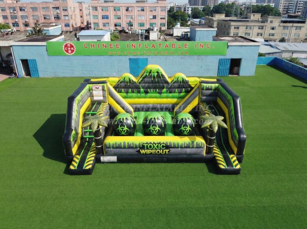 T11-4750Q Toxic Theme Inflatable Wipeout Big Balls Obstacle Course