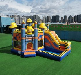 T2-8784 Bob The Builder Theme Bouncy Castle with Slide & Pool