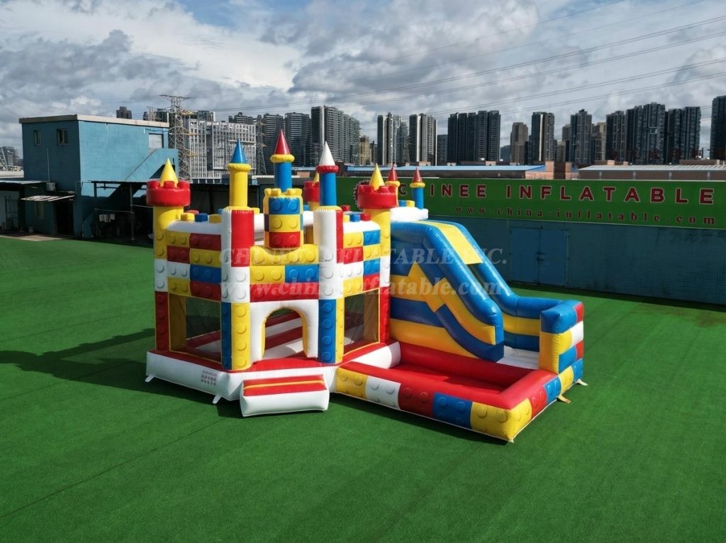 T2-8802 Lego Theme Bouncy Castle with Slide & Pool