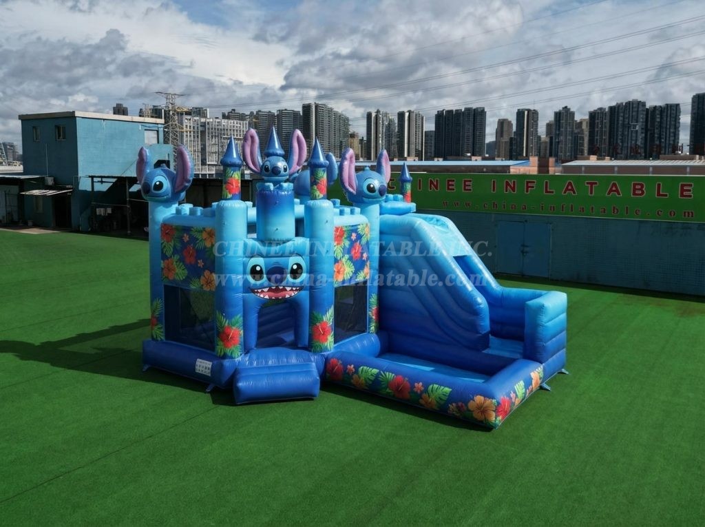 T2-8803 Lilo & Stitch Theme Bouncy Castle with Slide & Pool