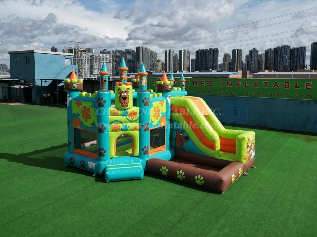 T2-8828 Scooby-Doo Theme Bouncy Castle with Slide & Pool