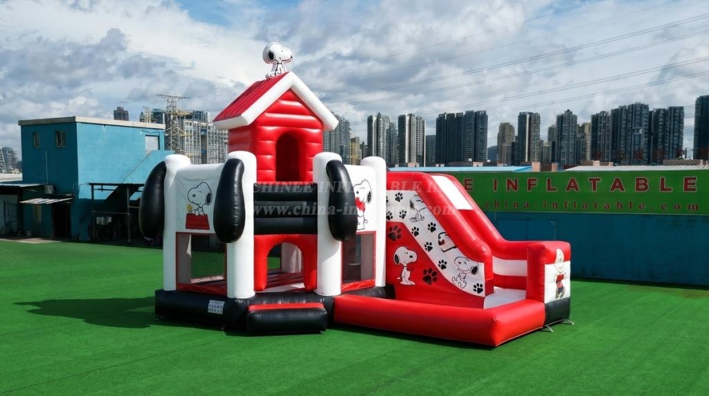 T2-8832 Snoopy Theme Bouncy Castle with Slide & Pool