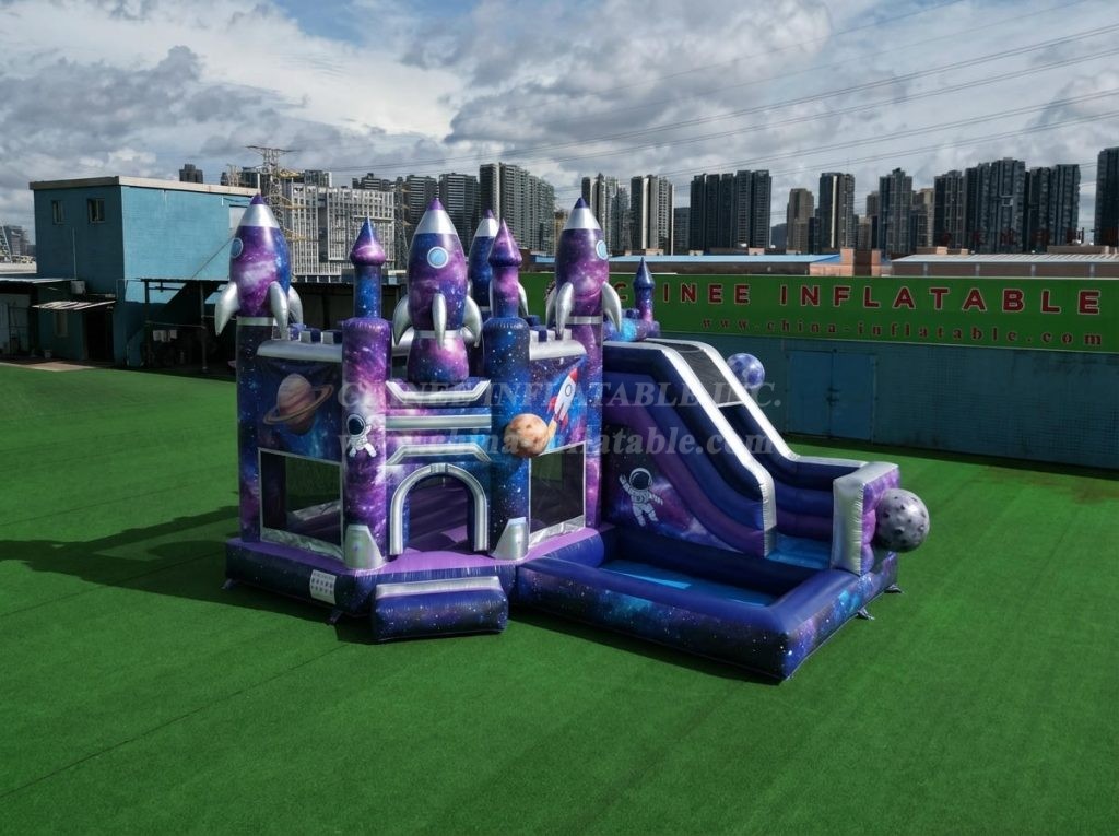 T2-8835 Space Theme Bouncy Castle with Slide & Pool