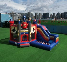 T2-8840 Superhero Theme Bouncy Castle with Slide & Pool