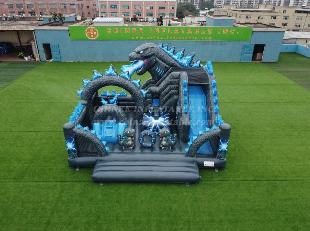 T2-8880 Godzilla Theme Bouncy Castle With Slide