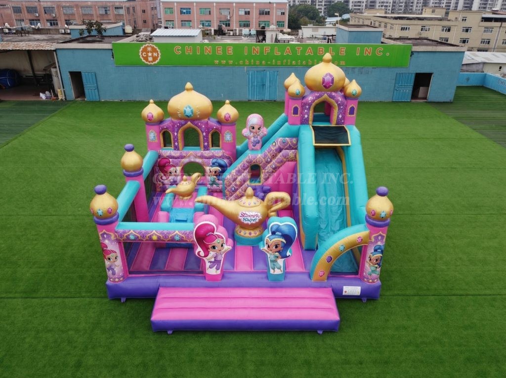 T2-8908 Shimmer & Shine Theme Bouncy Castle With Slide