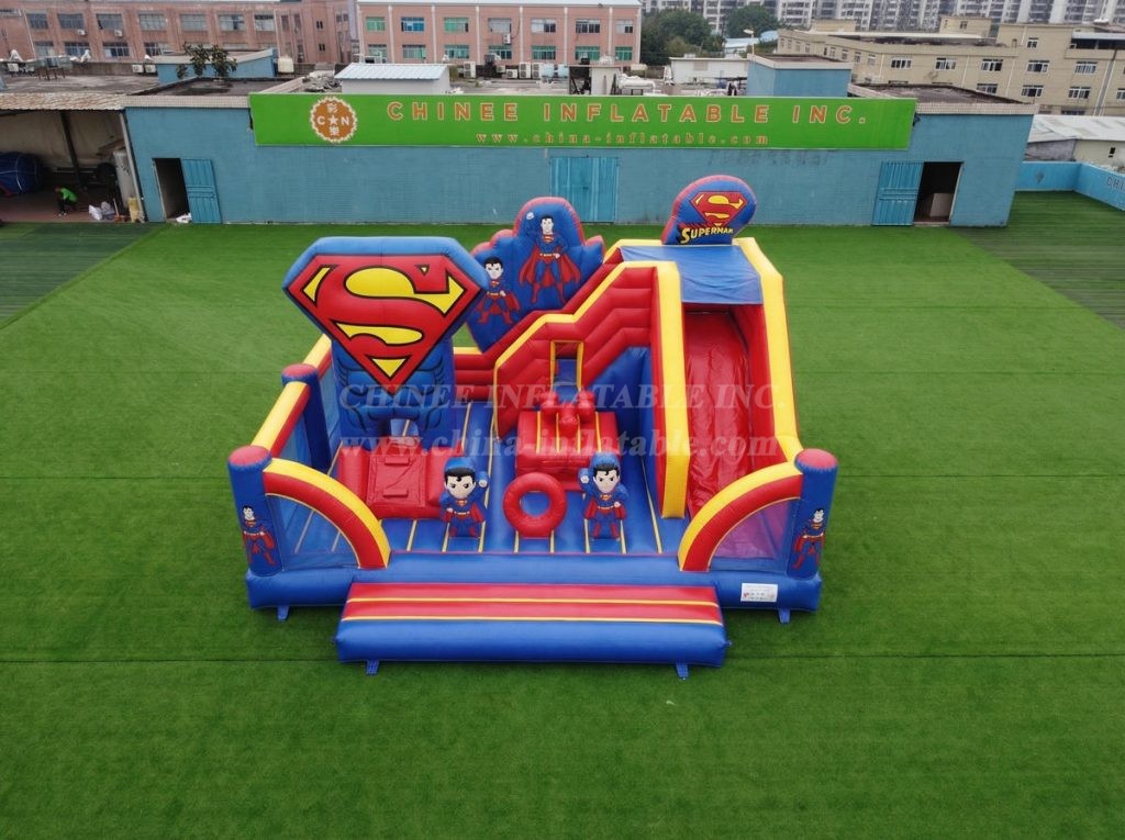 T2-8917 Superman Theme Bouncy Castle With Slide