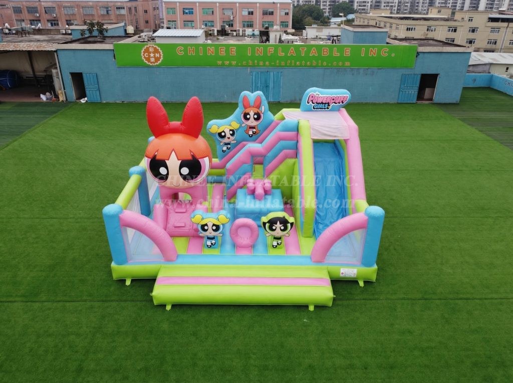 T2-8924 The Powerpuff Girls Theme Bouncy Castle With Slide