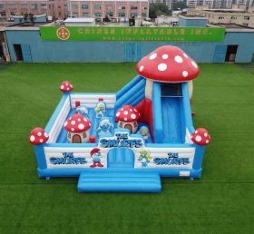 T2-8926 The Smurfs Theme Bouncy Castle With Slide