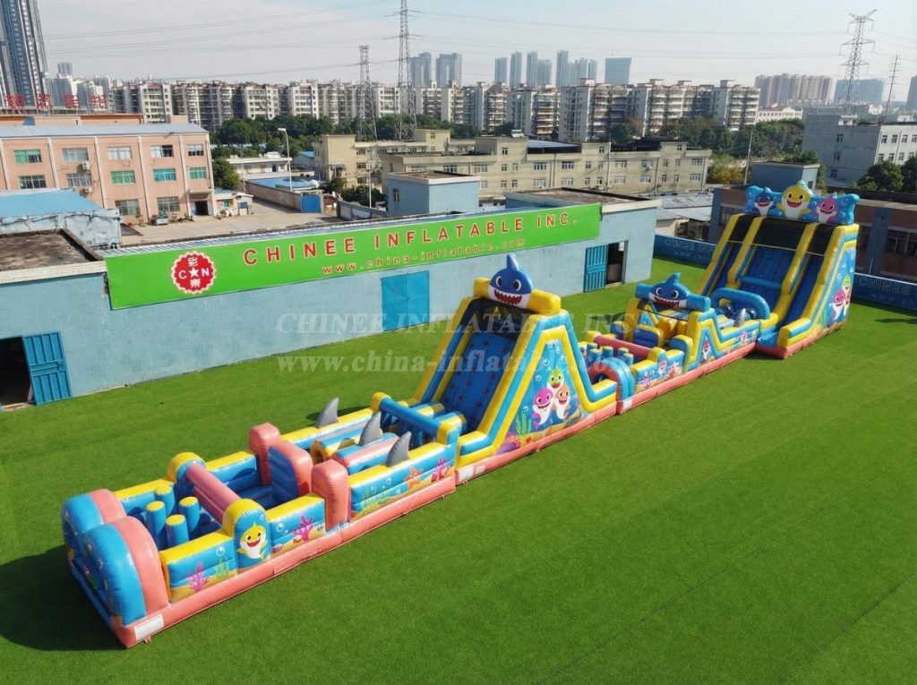 T7-4507 Baby Shark Theme Infltable Obstacle Courses