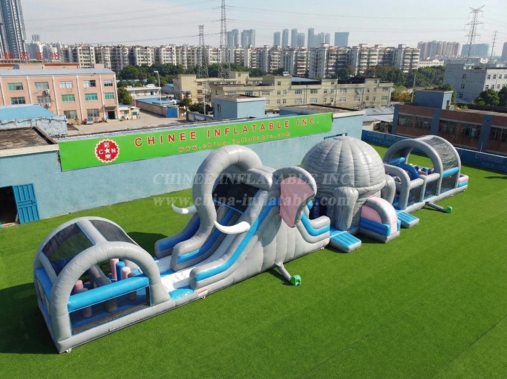 T7-4545 Elephant Theme Infltable Obstacle Courses