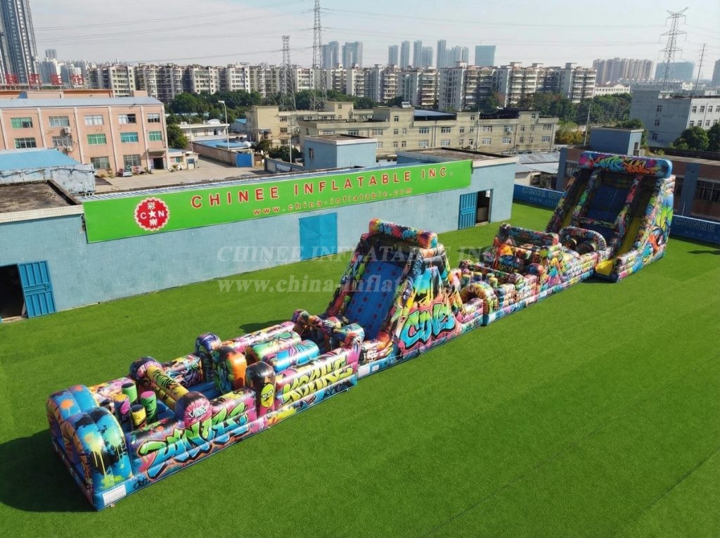 T7-4556 Graffiti Theme Infltable Obstacle Courses
