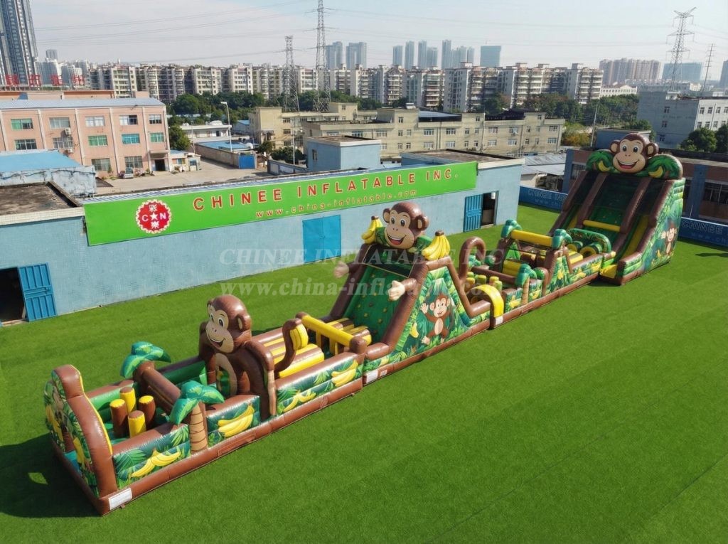 T7-4587 Monkey Theme Infltable Obstacle Courses