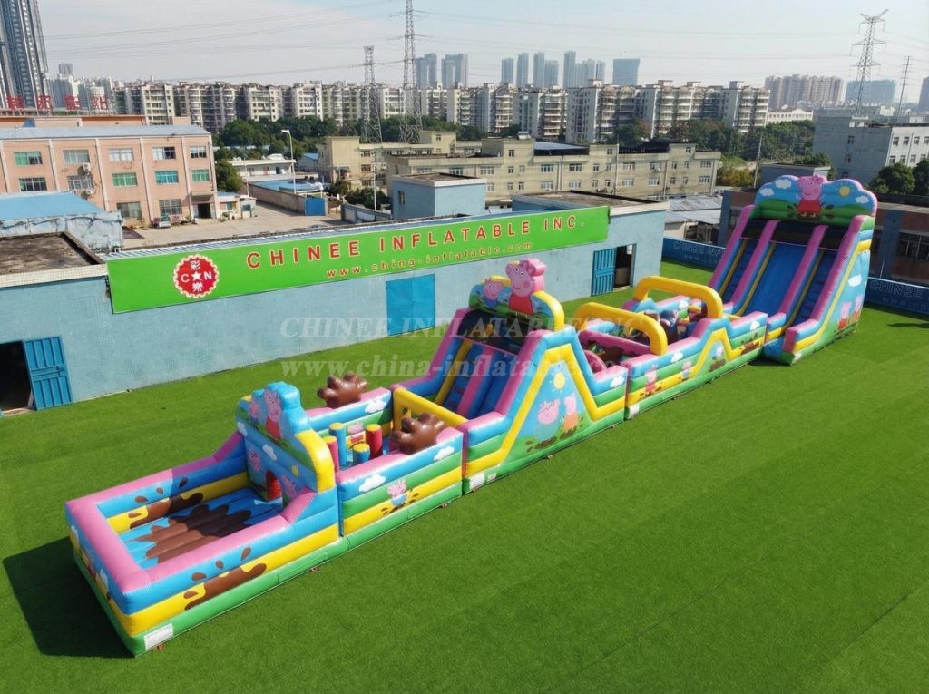 T7-4604 Peppa Pig Theme Infltable Obstacle Courses