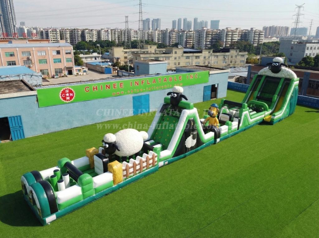 T7-4624 Shaun The Sheep Theme Infltable Obstacle Courses