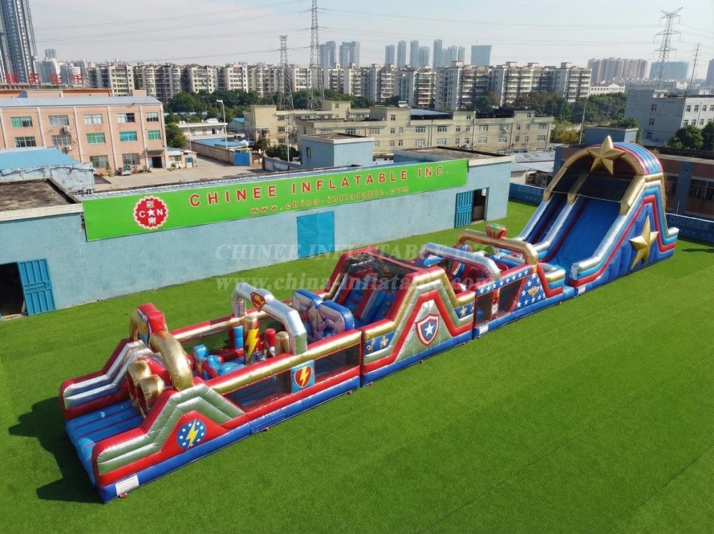T7-4636 Superhero Theme Infltable Obstacle Courses