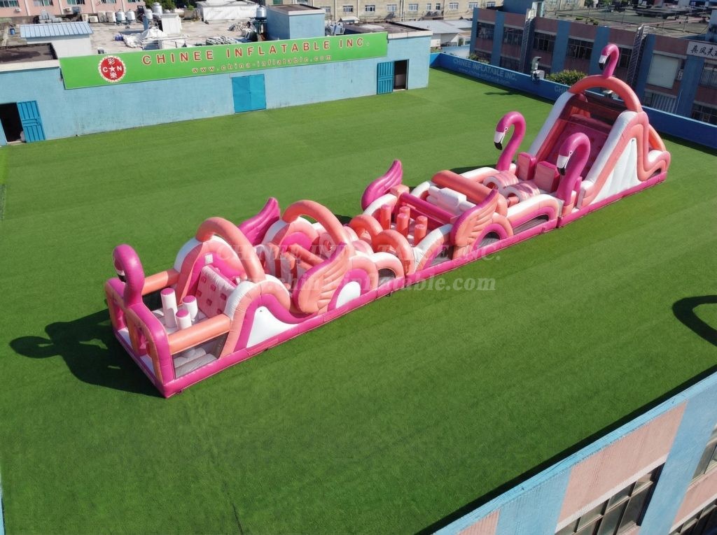 T7-4727 Flamingo Theme Inflatable Obstacle Courses