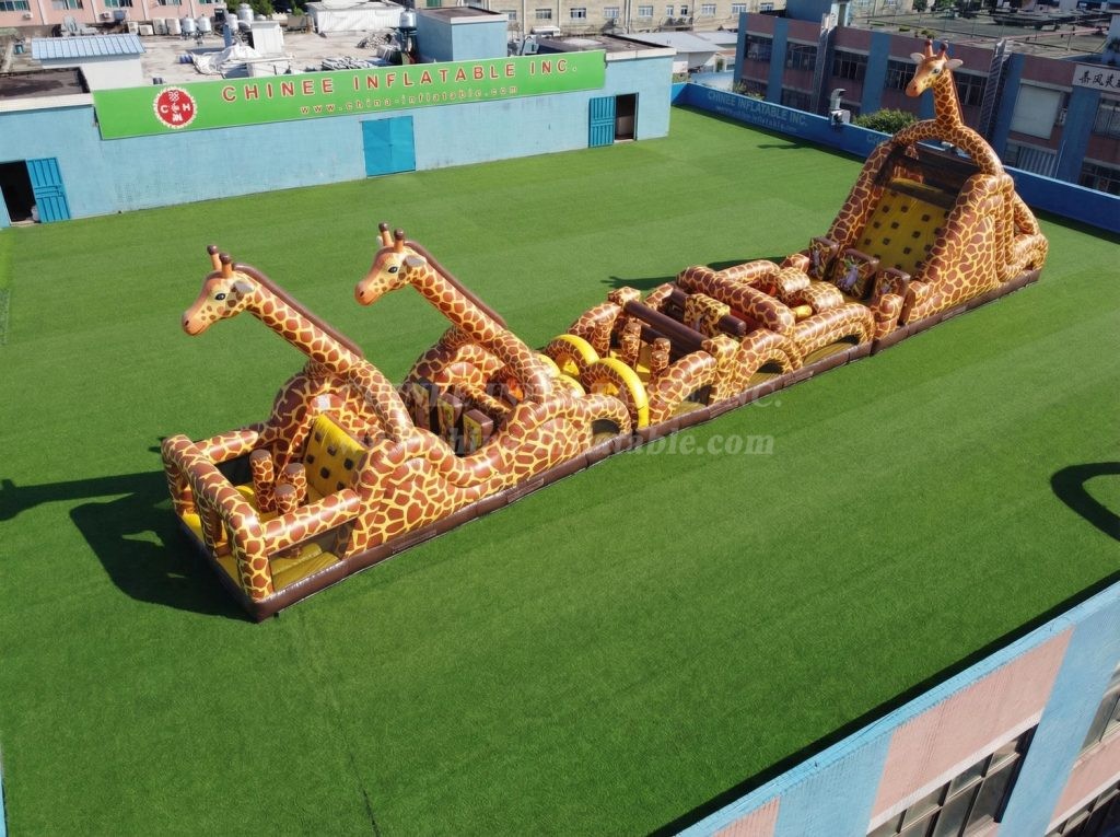 T7-4732 Giraffe Theme Inflatable Obstacle Courses