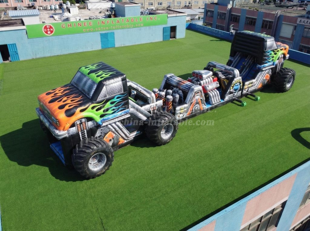 T7-4769 Monster Trucks Theme Inflatable Obstacle Courses