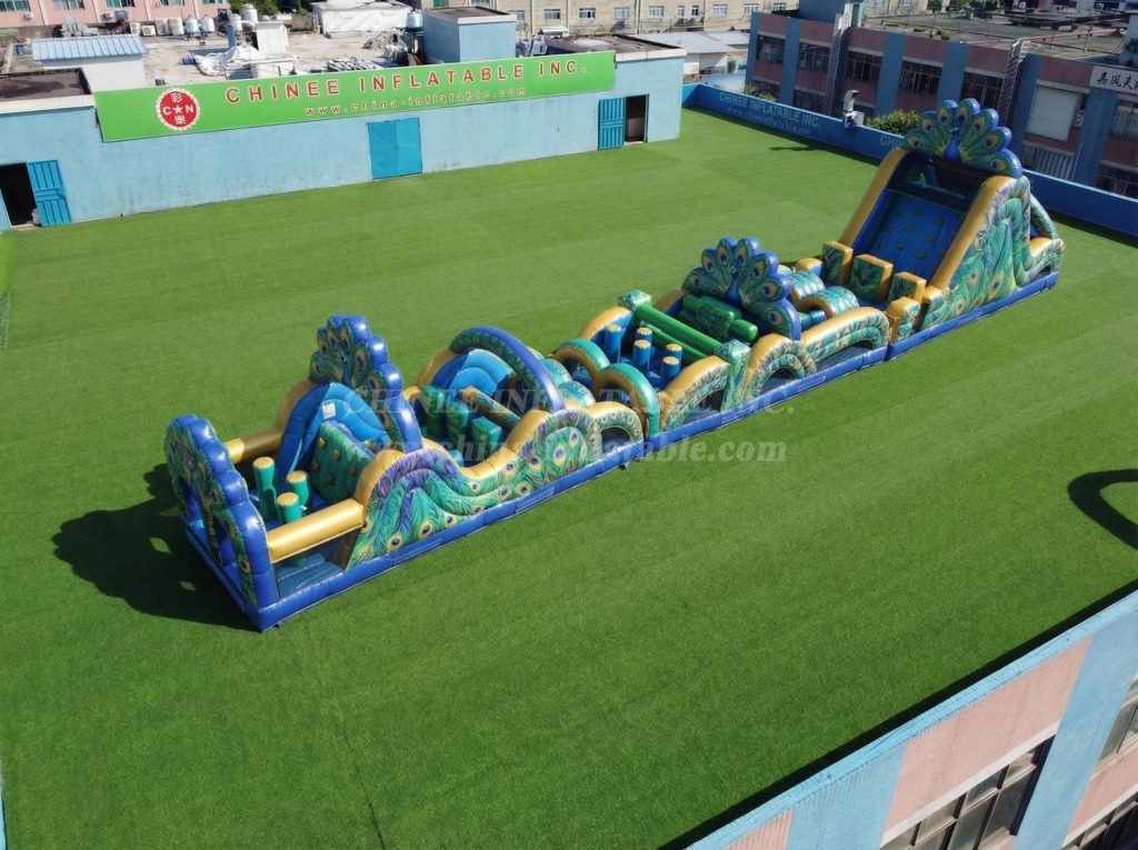 T7-4781 Peacock Theme Inflatable Obstacle Courses