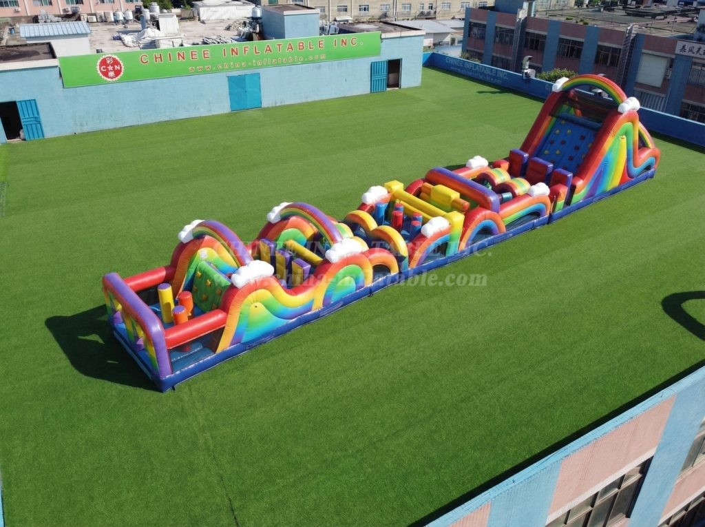 T7-4795 Rainbow Theme Inflatable Obstacle Courses