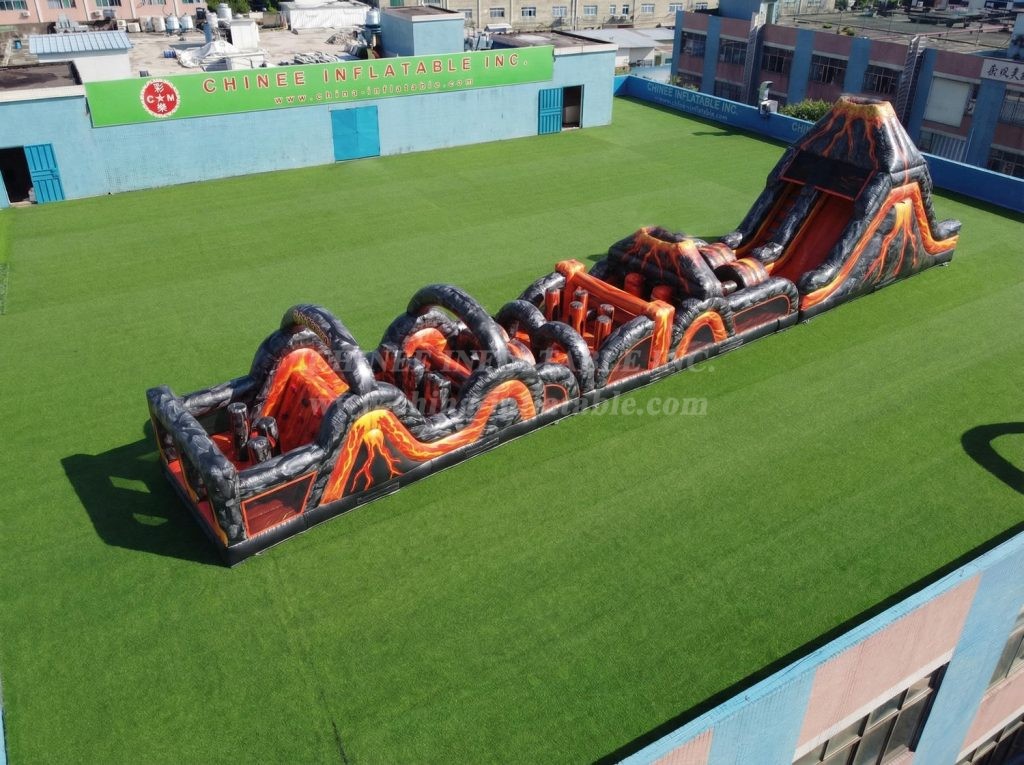 T7-4842 Volcano Theme Inflatable Obstacle Courses