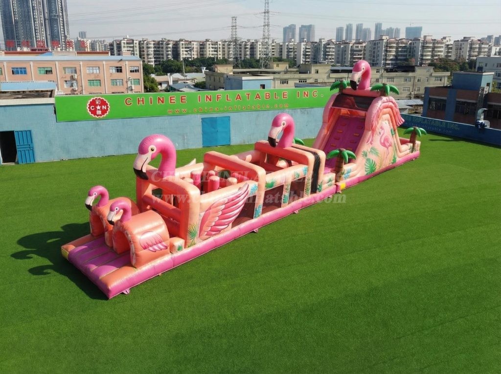 T7-4908 Flamingo Theme Inflatable Obstacle Courses