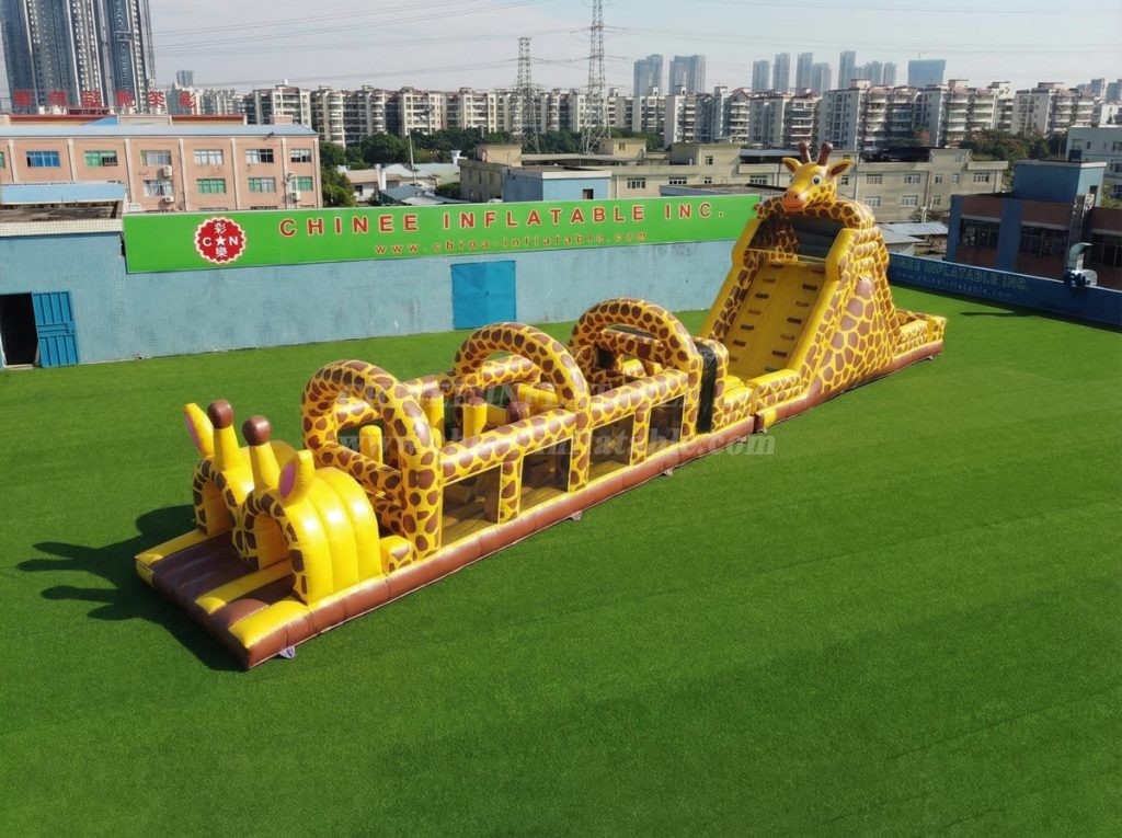 T7-4914 Giraffe Theme Inflatable Obstacle Courses