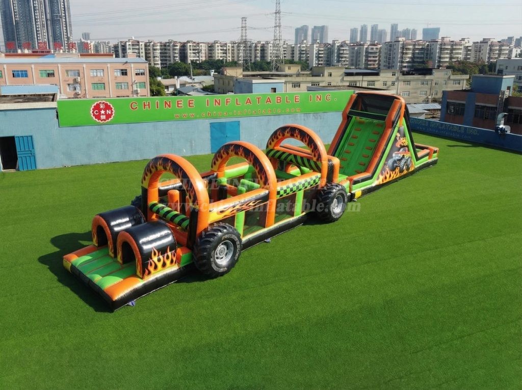 T7-4942 Monster Trucks Theme Inflatable Obstacle Courses
