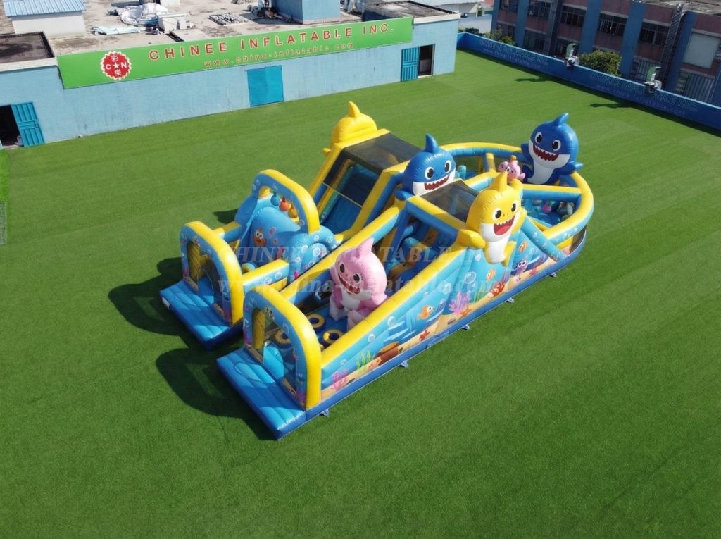 T7-5029 Baby Shark Theme Inflatable Obstacle Courses