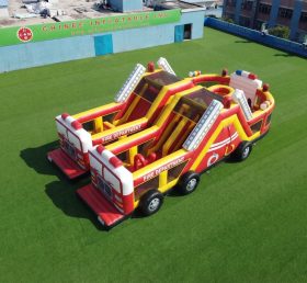 T7-5072 Firetruck Theme Inflatable Obstacle Courses