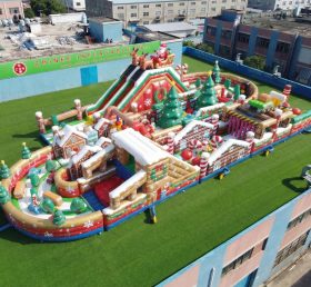T7-5194 Christmas Theme Ginat Inflatable Obstacle Courses Challenging Run