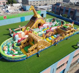 T7-5195 Giraffe Theme Ginat Inflatable Obstacle Courses Challenging Run