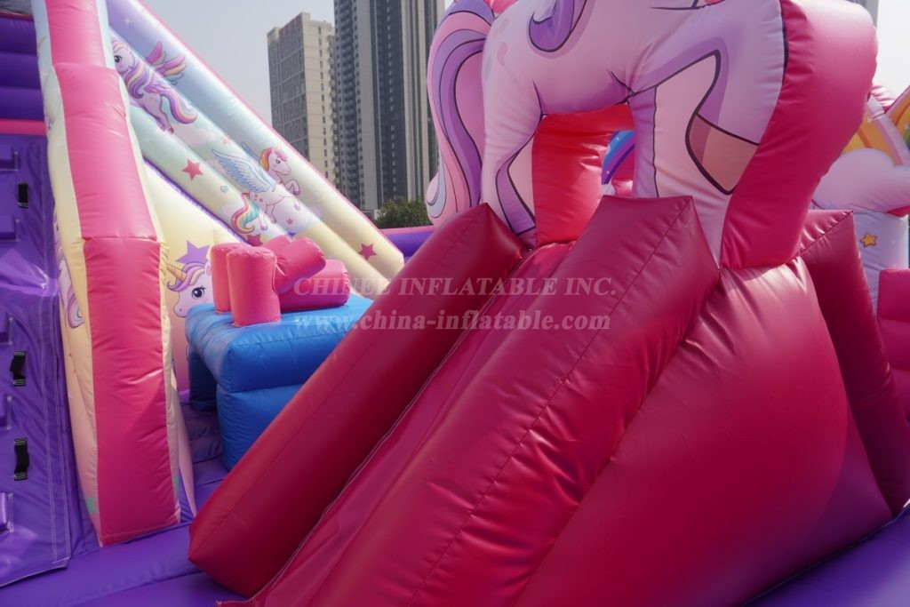 T8-1772 Unicorn Theme Bouncy Castle with Slide