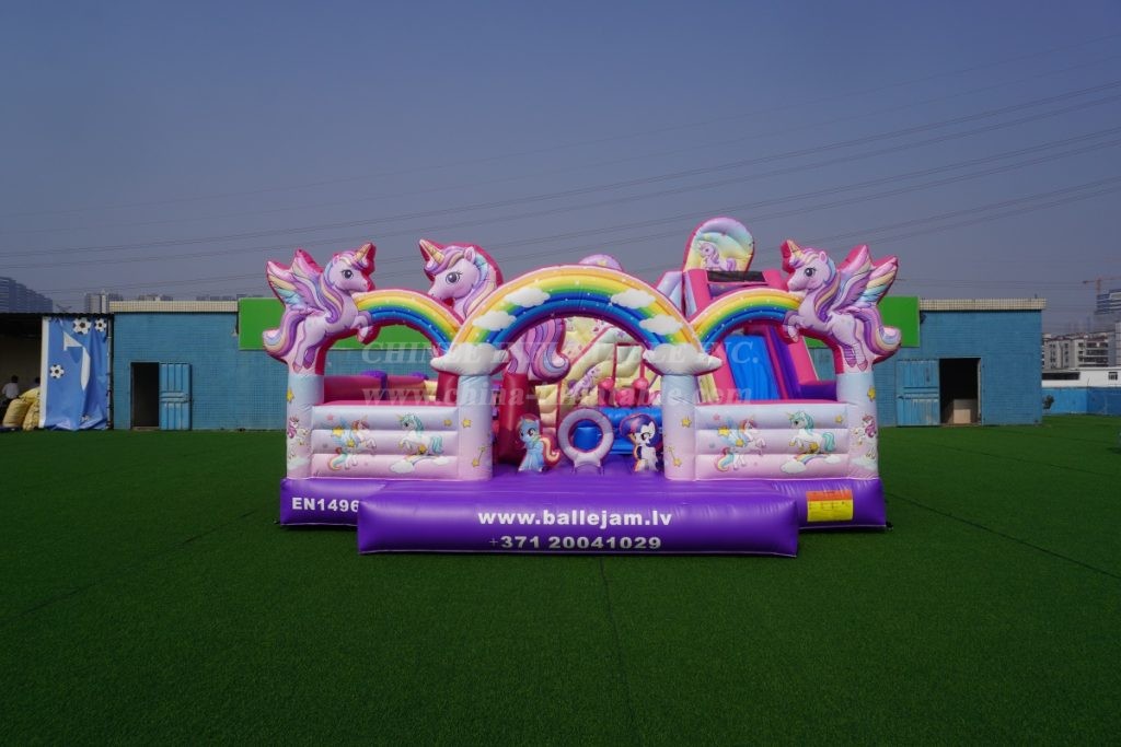 T8-1772 Unicorn Theme Bouncy Castle with Slide