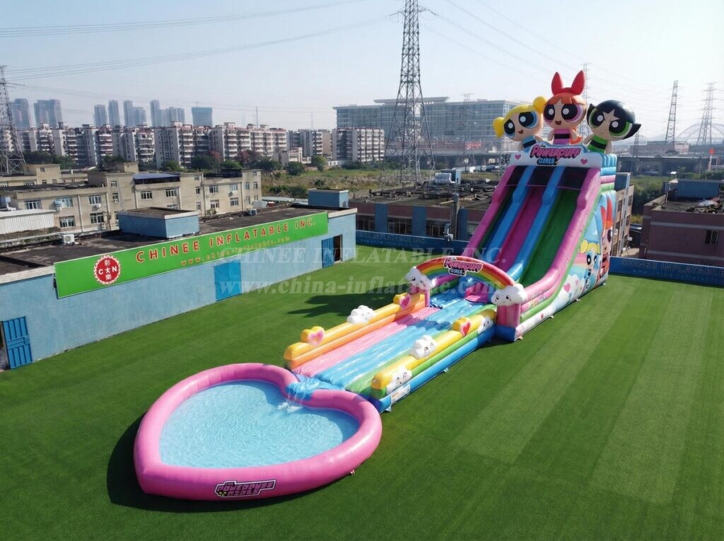 GS2-103 The Powerpuff Girls Theme Giant Inflatable Water Slide