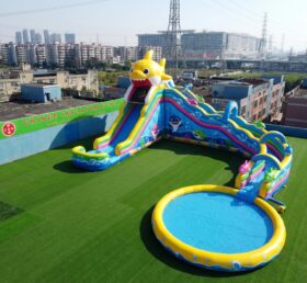 GS2-107 Baby Shark Theme Giant Inflatable Water Slide