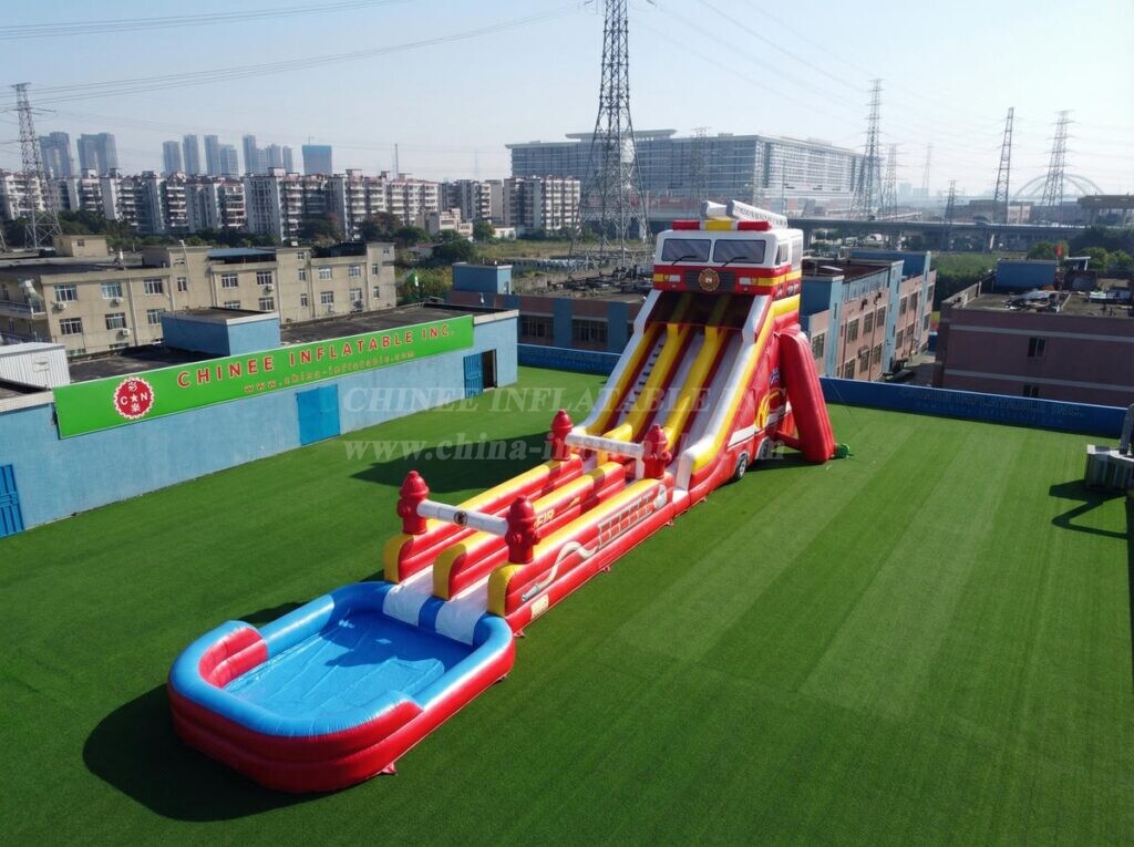 GS2-134 Firetruck Theme Giant Inflatable Water Slide