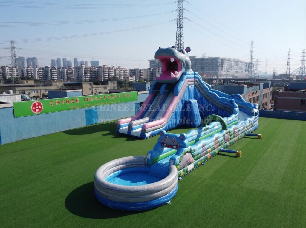 GS2-142 Hippo Theme Giant Inflatable Water Slide