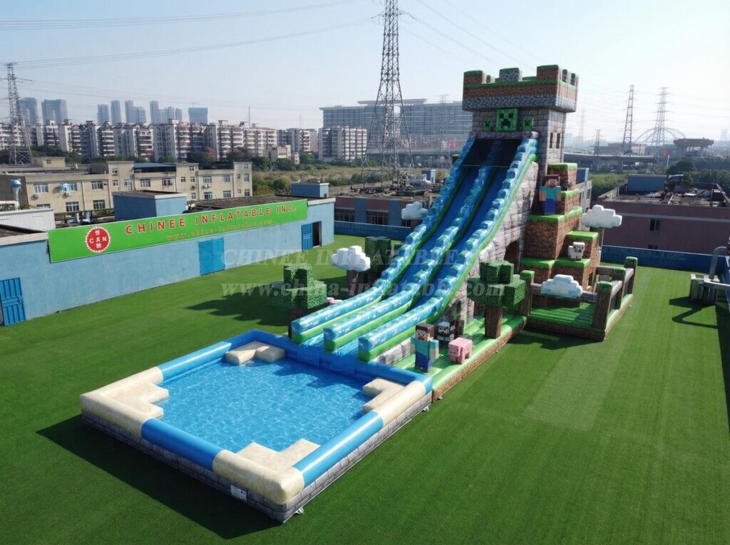 GS2-157 Minecraft Theme Giant Inflatable Water Slide
