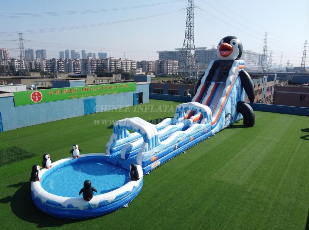 GS2-168 Penguin Theme Giant Inflatable Water Slide