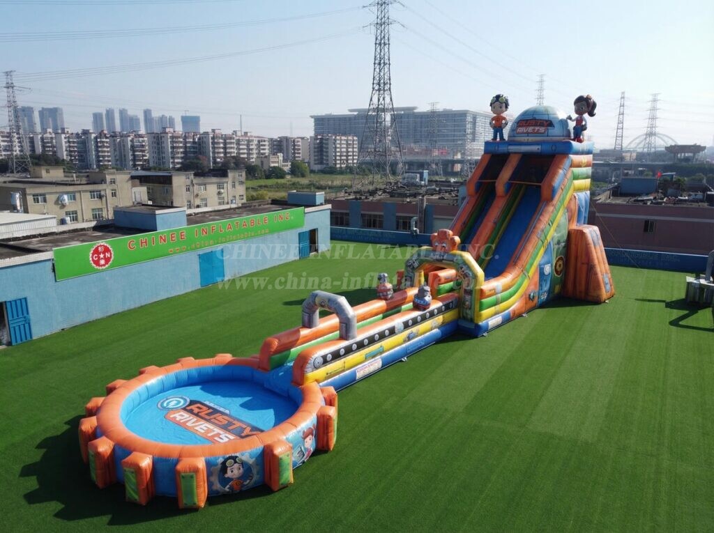 GS2-181 Rusty Rivets Theme Giant Inflatable Water Slide