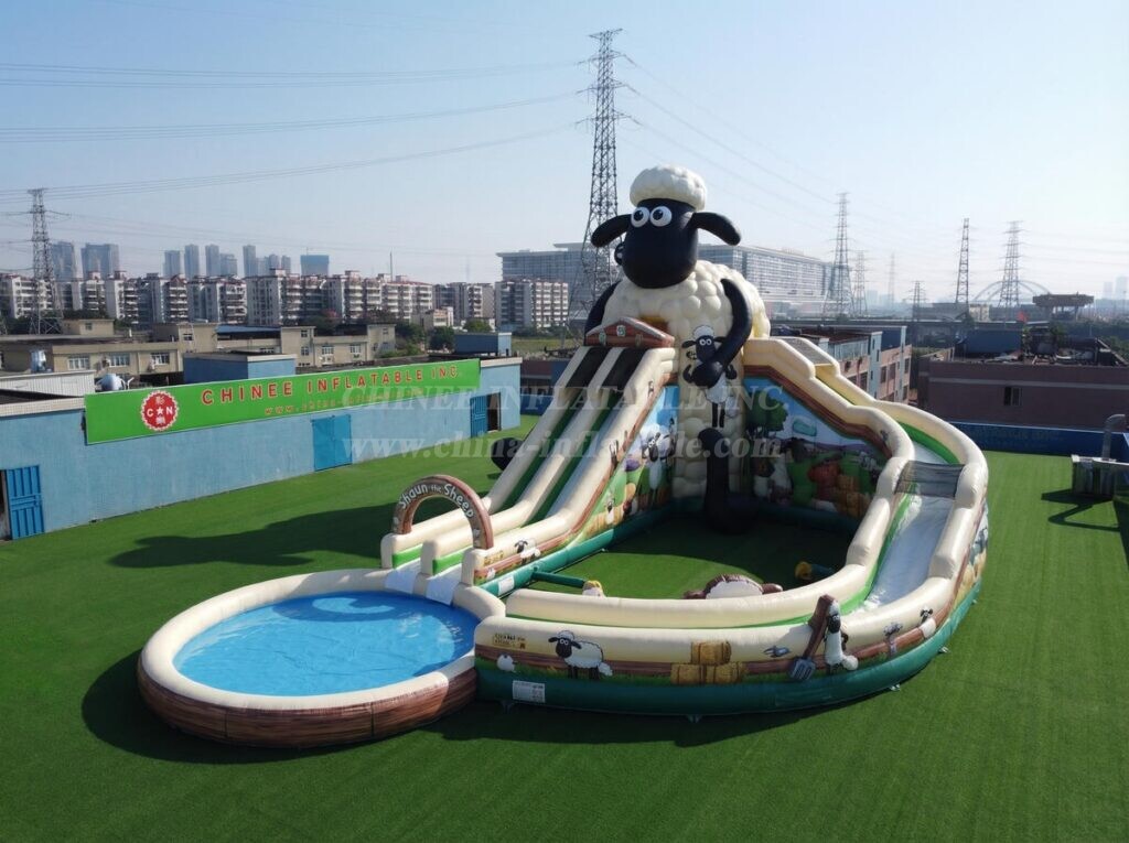 GS2-183 Shaun The Sheep Theme Giant Inflatable Water Slide