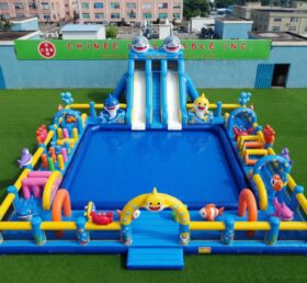 Pool3-852 Baby Shark Theme Inflatable Pool Water Park